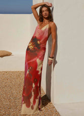 Morning Crush Cowl Maxi Dress - Yellow Bloom